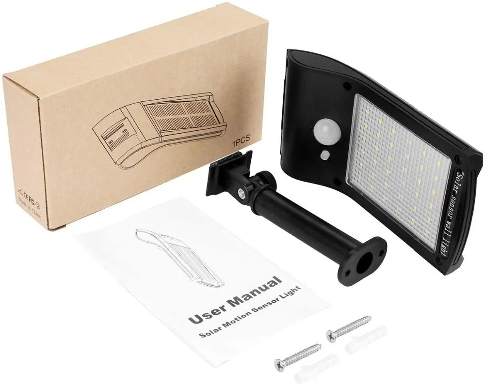 Lámpara Solar LED para Exterior con Sensor de Movimiento 36 LED