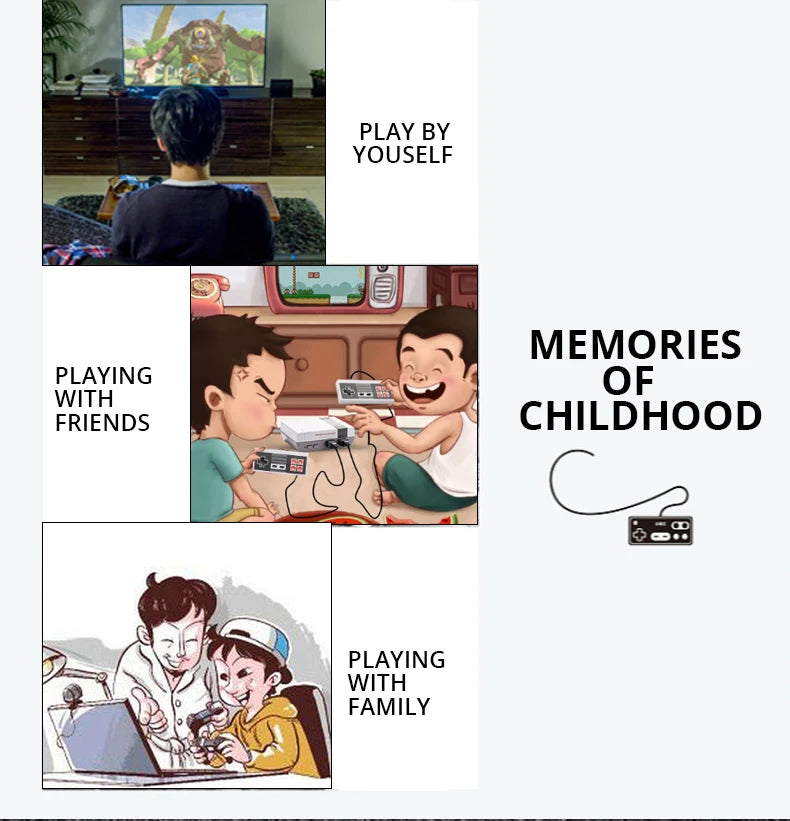 Consola de videojuegos Retro, consola de TV con salida AV, 500 juegos clásicos integrados, mando Dual para FC/ N ES