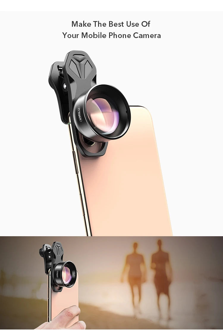 Lente Teleobjetivo APEXEL 2X con Filtros CPL y Estrella para Smartphones