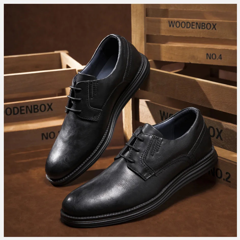 BHKH zapatillas de deporte masculinas Otoño/Invierno traf zapatos casuales de cuero para hombres trabajo de negocios Oficina zapatos de vestir con cordones para hombres talla 47