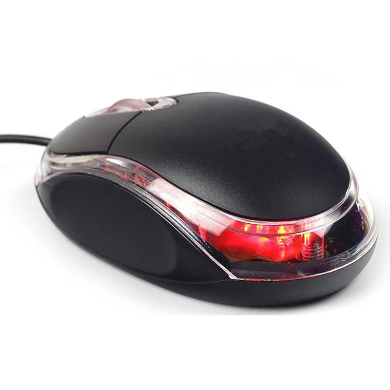 Mini ratón óptico con cable USB LED ratón de diseño ergonómico para PC/portátil/portátil