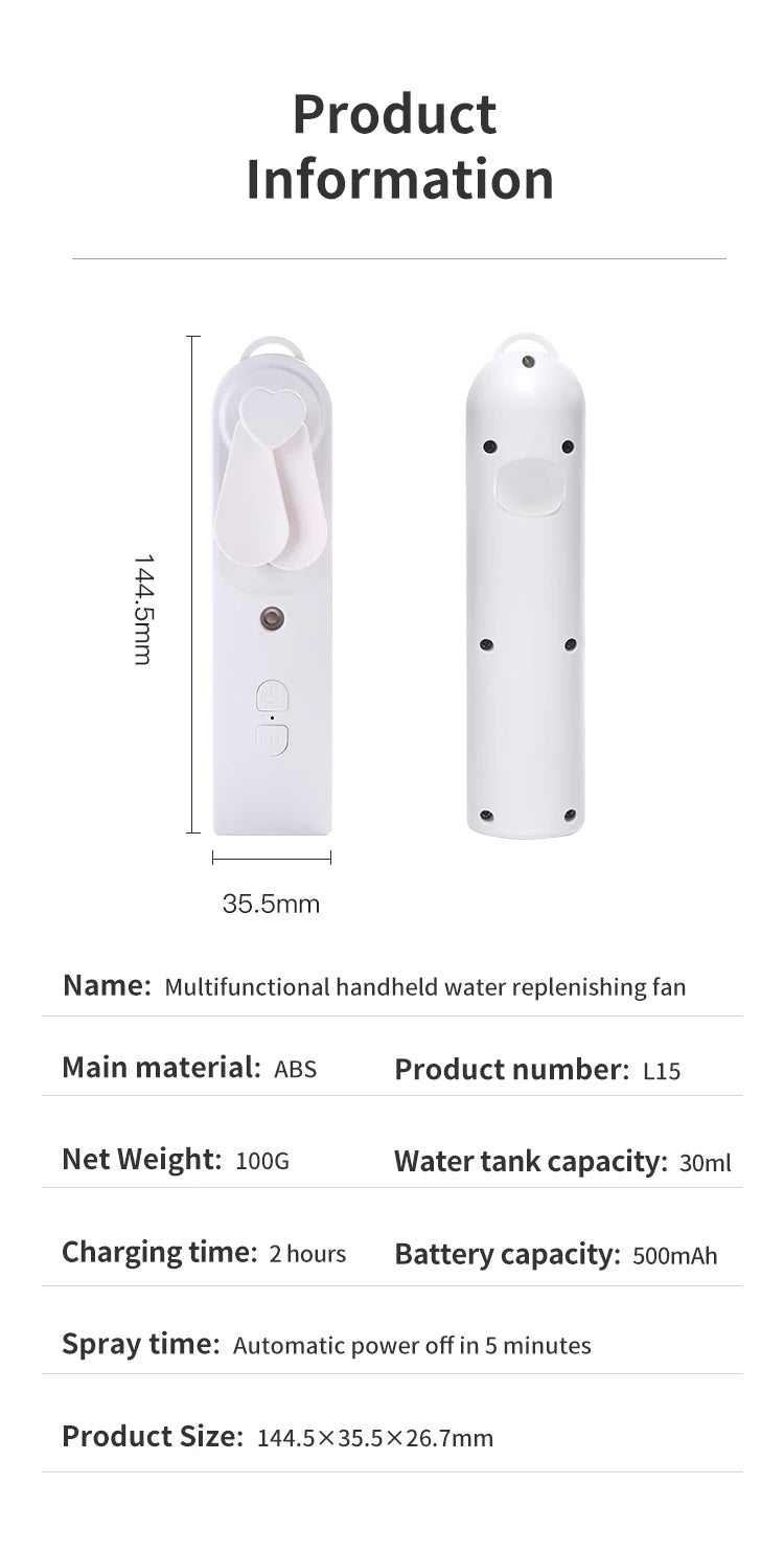 Mini Ventilador de Mano con Mister USB Plegable