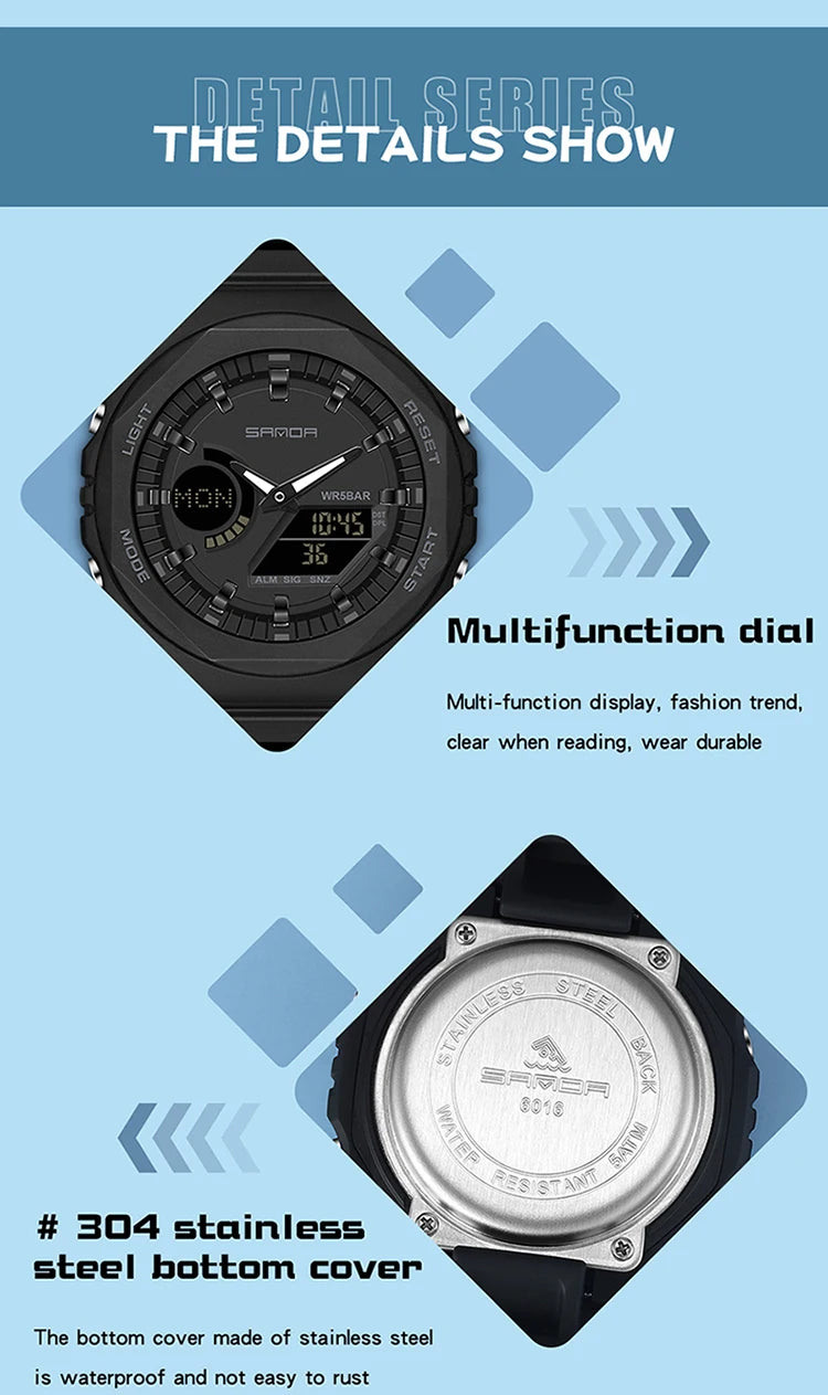 Reloj Digital LED Militar SANDA Estilo G para Hombre Resistente 50M