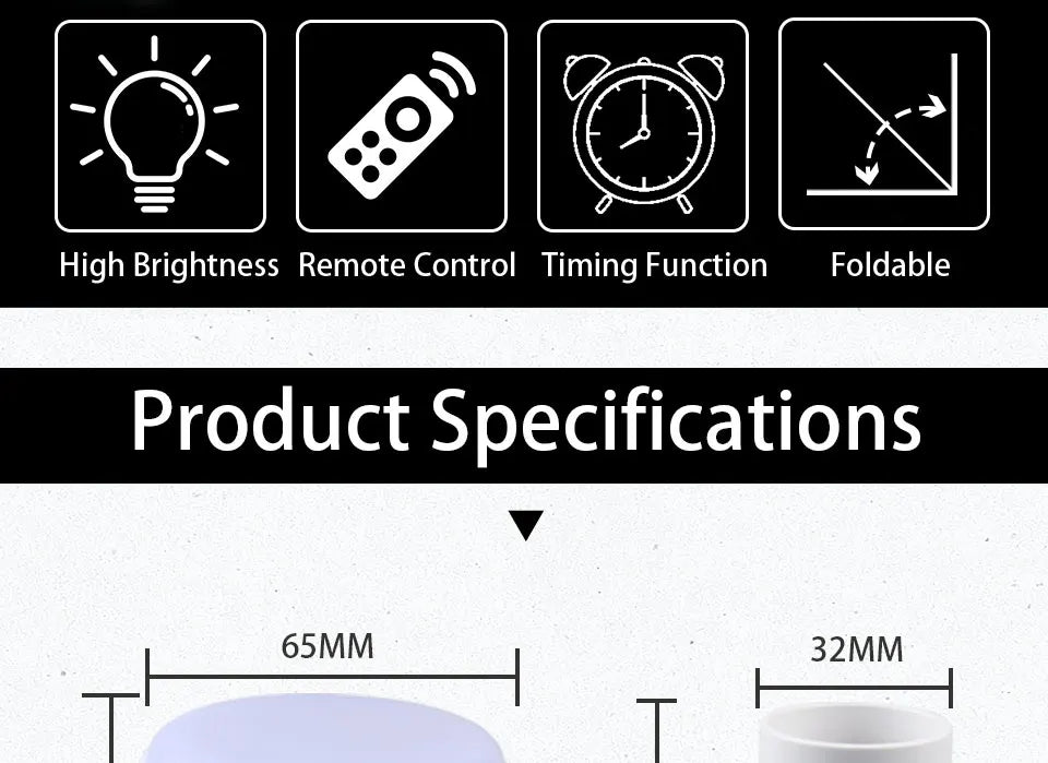 Bombilla LED E27 Plegable para Techo con Control Remoto