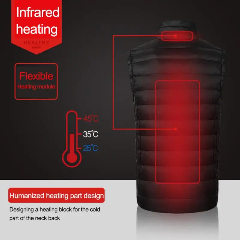Chaleco calefactor eléctrico USB para hombre, ropa de invierno, para esquí, con almohadilla térmica, interfaz USB, chaleco cálido de invierno