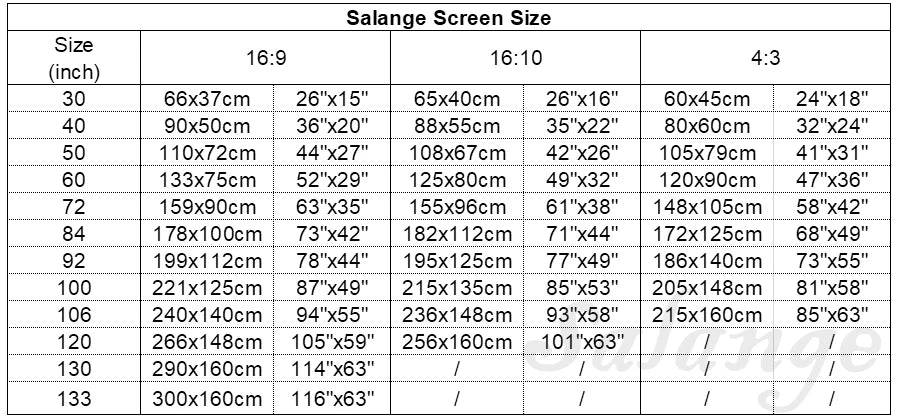 Pantalla de proyector Salange, pantalla de proyección de tela reflectante de 60 100 120 pulgadas para proyector YG300 XGIMI DLP LED Home Theater