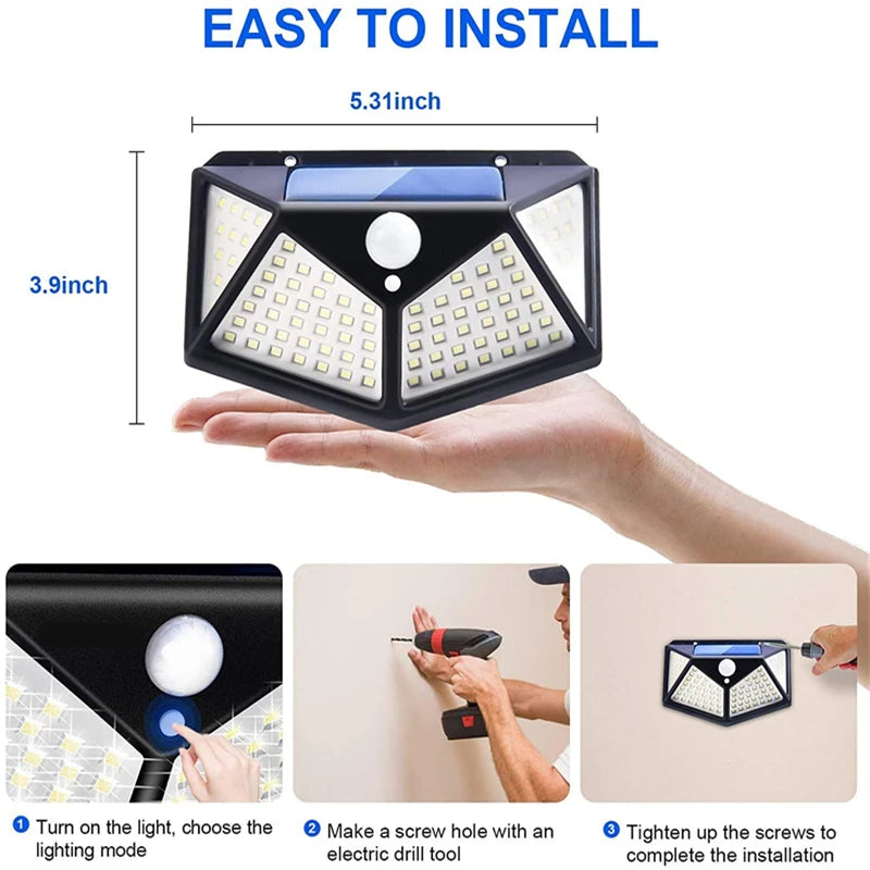 Luces Solares Exteriores 100 LED con Sensor de Movimiento