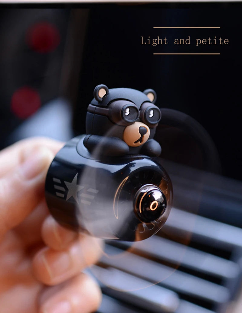 Ambientador para coche Bear Pilot Hélice giratoria Salida de aire Perfume Aroma Fragancia Diseño magnético