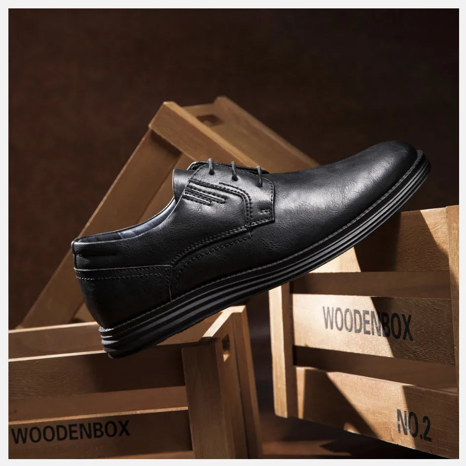 BHKH zapatillas de deporte masculinas Otoño/Invierno traf zapatos casuales de cuero para hombres trabajo de negocios Oficina zapatos de vestir con cordones para hombres talla 47