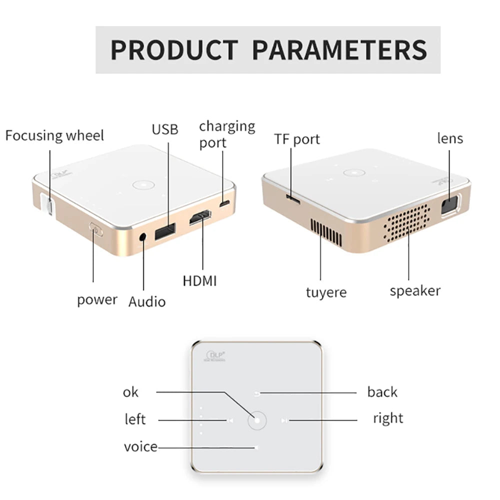 Salange P30 Mini proyector DLP portátil Home Theater 1080P 4K compatible con Wifi TV sin pantalla para teléfono móvil Smartphone