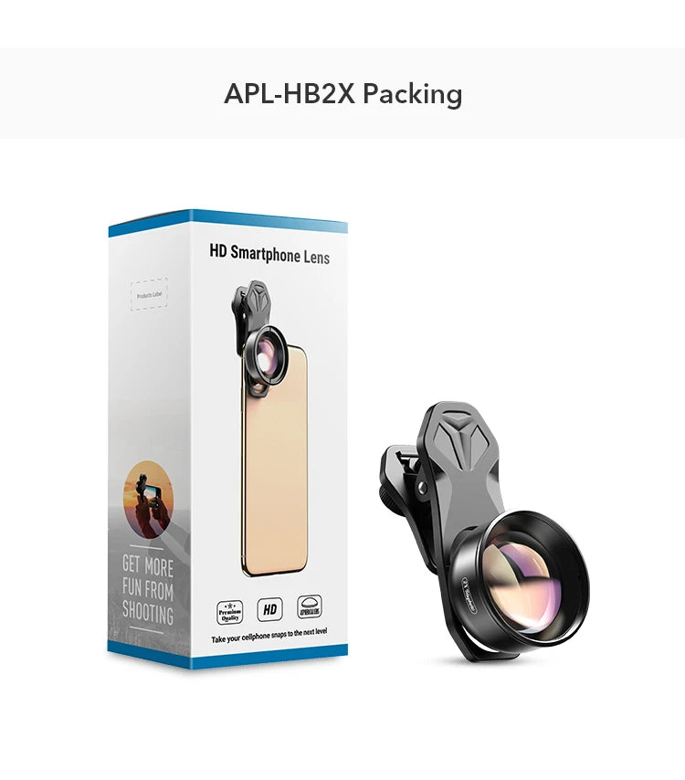 Lente Teleobjetivo APEXEL HD 2X para Celular con Filtro CPL