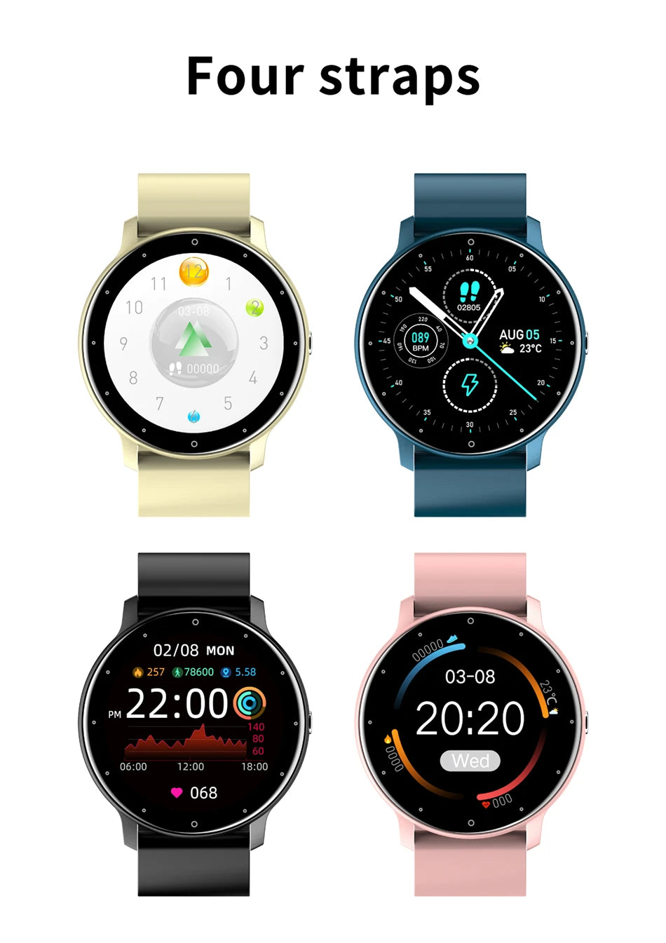 Reloj inteligente ZL02 para hombre, pantalla completamente táctil, rastreador de Fitness IP68, reloj inteligente deportivo resistente al agua, relojes de pulsera con llamadas BT para hombres y mujeres 2026