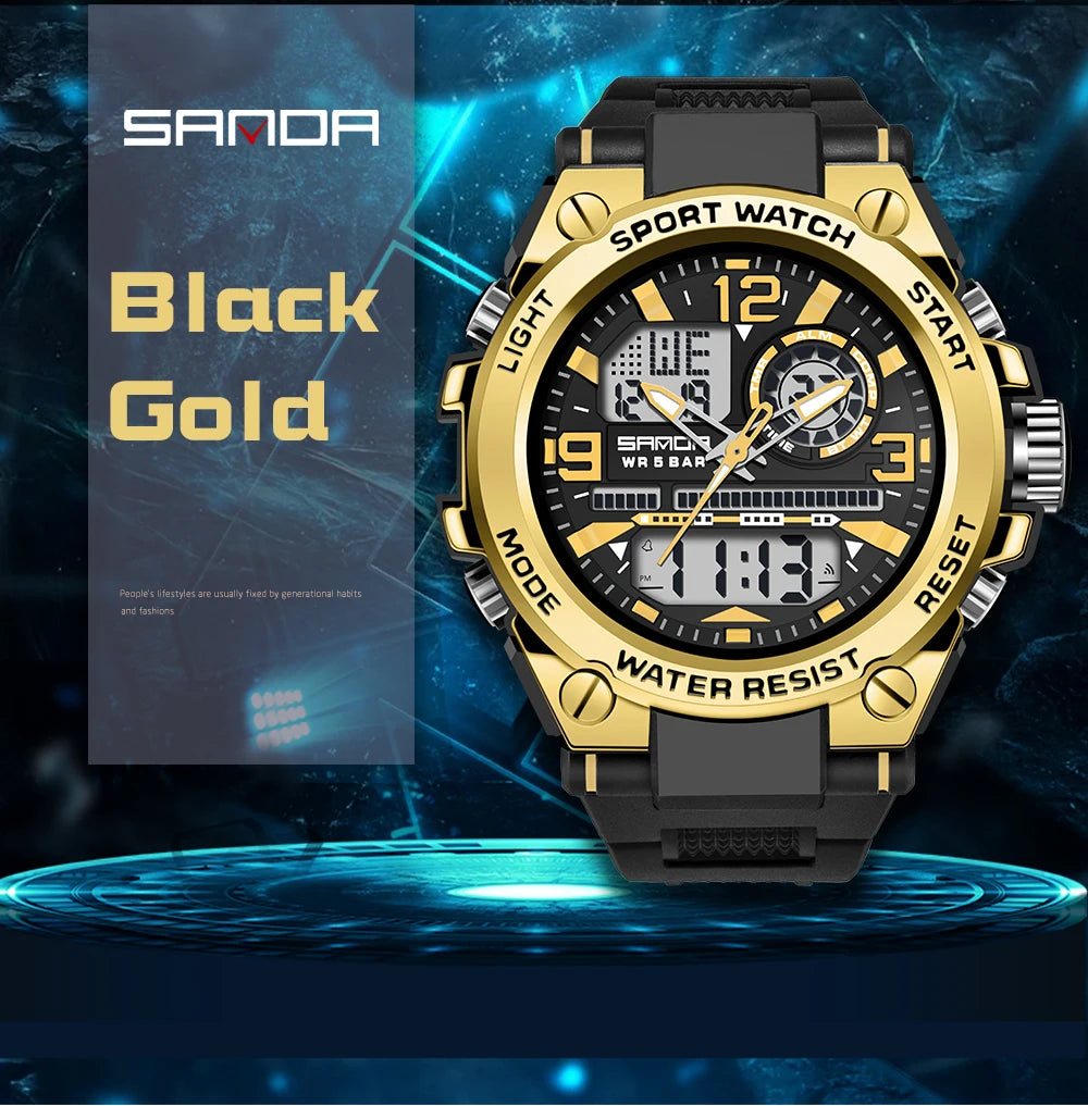 Reloj Militar SANDA Pantalla Dual LED Digital para Hombre