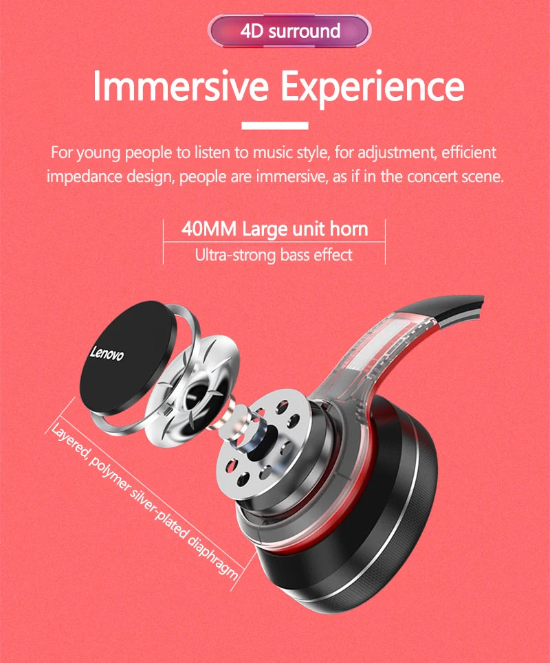 Lenovo HD200 Auriculares Bluetooth Plegables PC