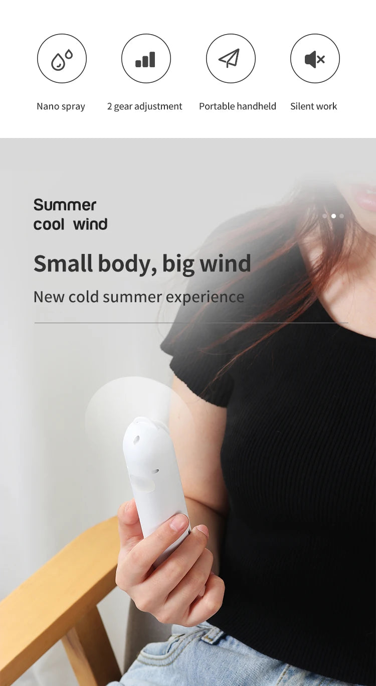 Mini Ventilador de Mano con Mister USB Plegable