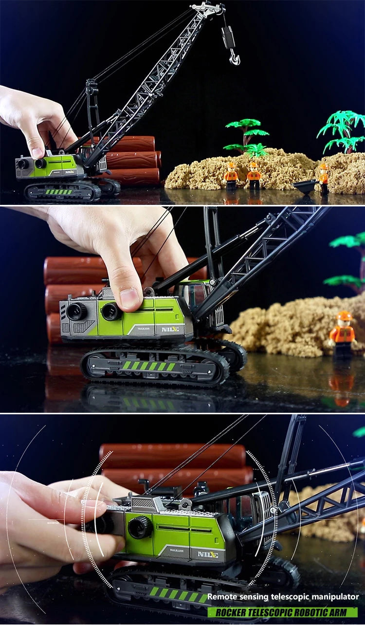 Vehículos de Ingeniería Diecast para Niños, Grúa Excavadora Bulldozer