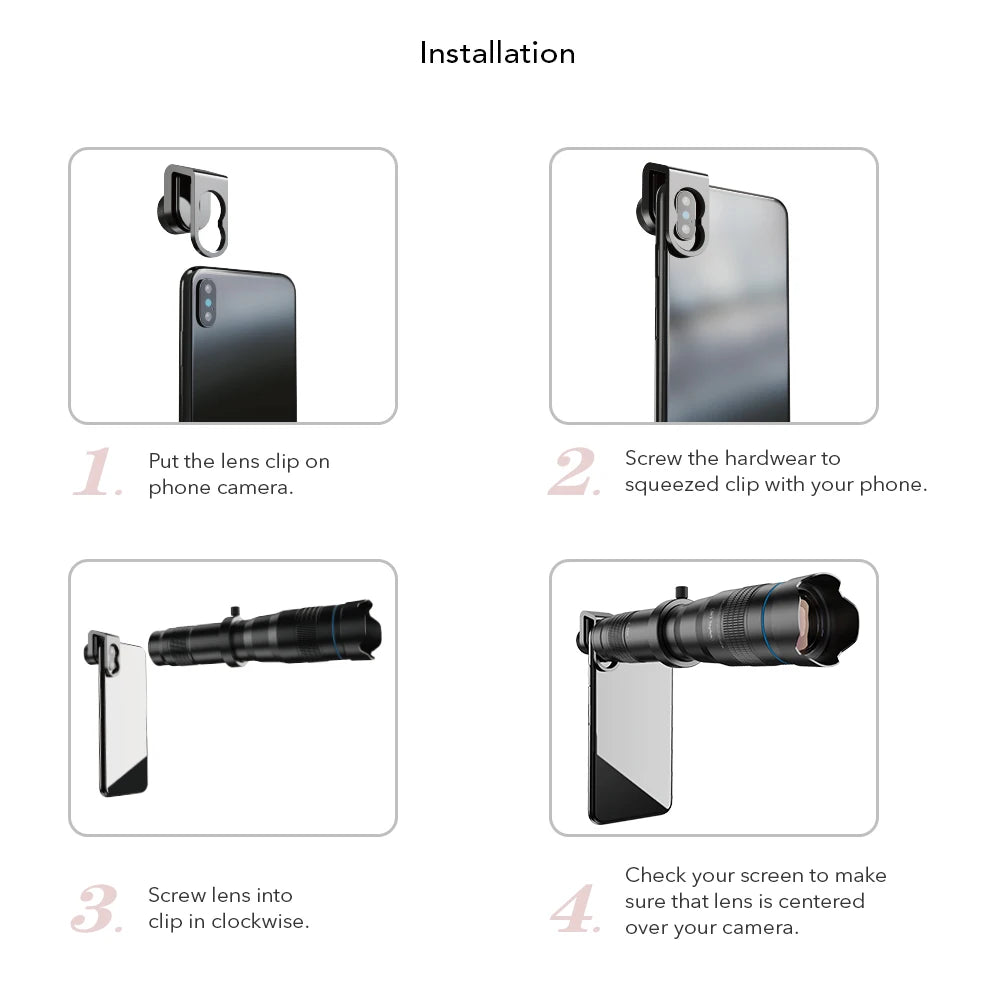 Lente Telescópica APEXEL 28x para Smartphone con Trípode