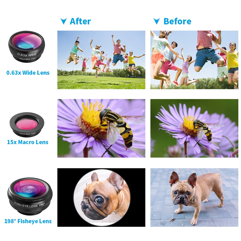 Kit de Lentes APEXEL 5 en 1 con Telescopio 18x para Smartphones