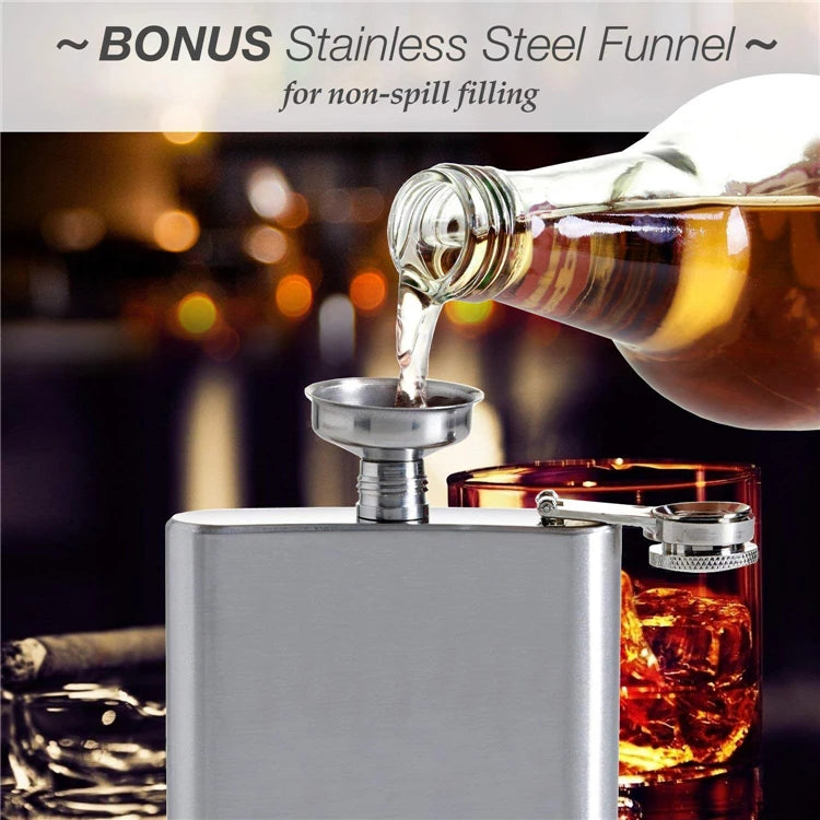 LMETJMA 1 4 5 6 7 8 9 10 oz Frasco de cadera de acero inoxidable con embudo Frasco de cadera de bolsillo Alcohol Whisky Frasco de cadera Tapón de tornillo KC0139