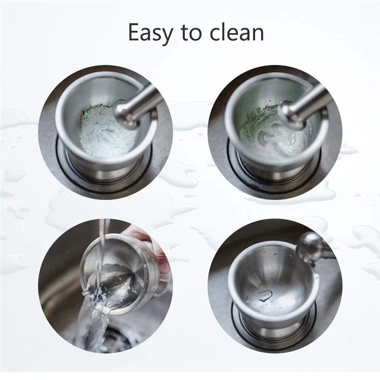 LMETJMA-molinillo de especias de acero inoxidable con mortero y Maja, molinillo de especias, tazón, molino de condimentos, triturador de píldoras KC0245