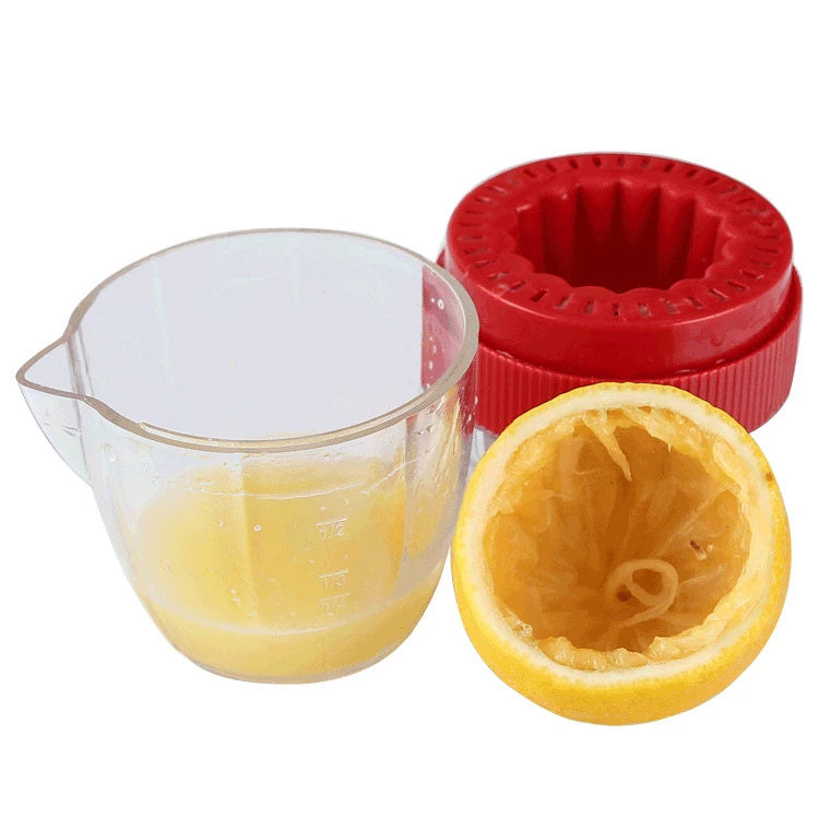 Exprimidor de limón LMETJMA con tapa, exprimidor de limón Manual de plástico, taza de prensa de naranja, exprimidor de cítricos con boquilla para verter, herramientas para frutas KC0130