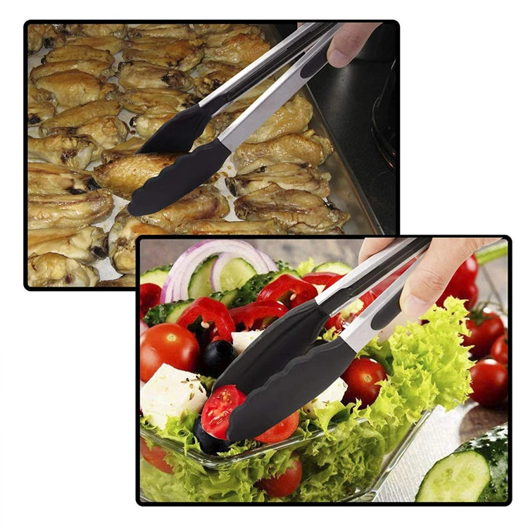 LMETJMA Pinzas de cocina premium Pinzas de cocina de silicona 9 12 pulgadas Sin BPA Antiadherente Barbacoa Cocinar Grilling Bloqueo Pinzas para alimentos KC0253