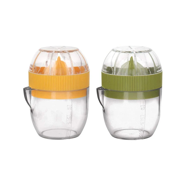 Exprimidor de limón LMETJMA con tapa, exprimidor de limón Manual de plástico, taza de prensa de naranja, exprimidor de cítricos con boquilla para verter, herramientas para frutas KC0130