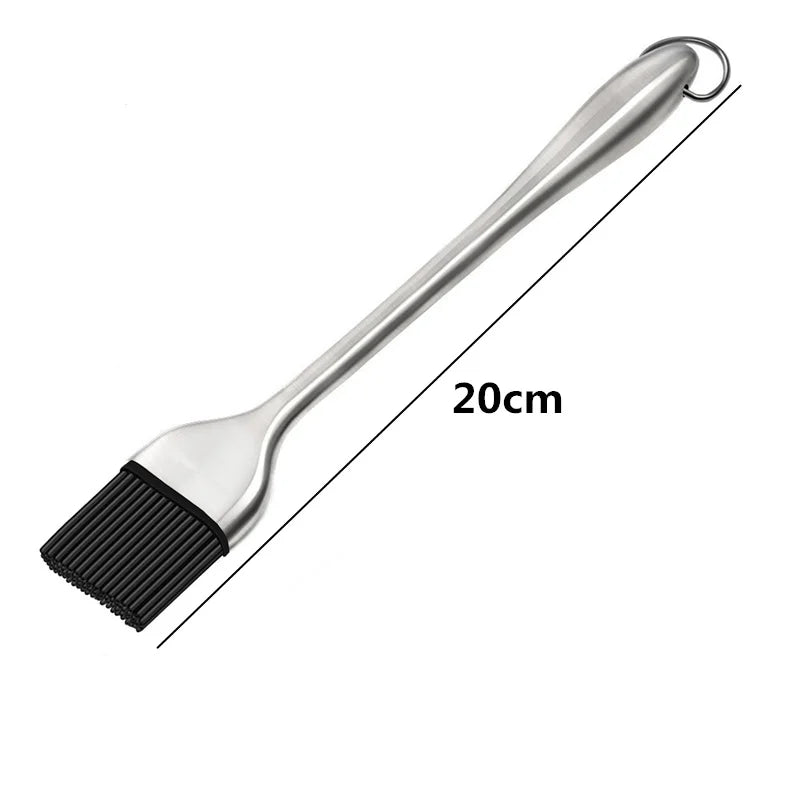 LMETJMA-cepillo de silicona para barbacoa, sin BPA, para repostería, con mango de acero inoxidable, cepillo para aceite de pavo para asar