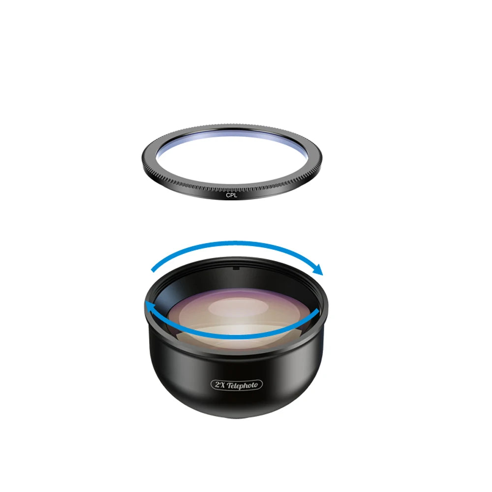 Lente Teleobjetivo APEXEL 2X HD con Filtros CPL y Estrella para iPhone Xiaomi