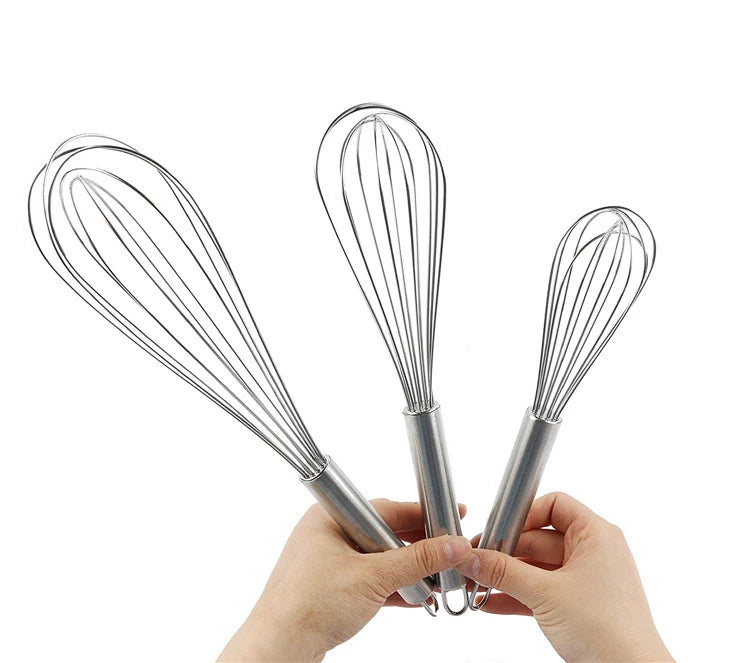 LMETJMA 8 "10" 12 "batidor de huevos de acero inoxidable batidor de huevos alambre de cocina batidor de globos batidor de huevos de leche herramientas mezcladoras de huevos KC0231