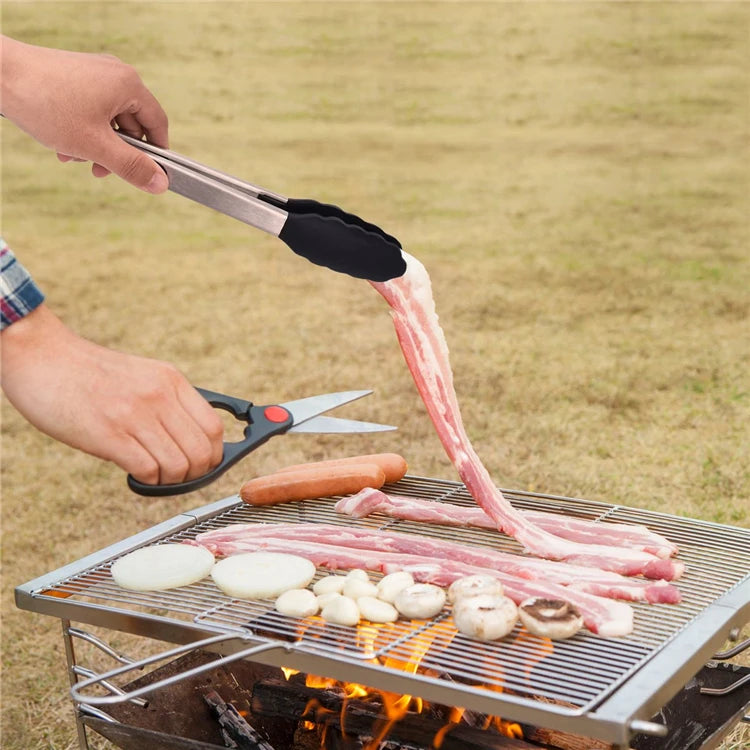 LMETJMA Pinzas de cocina premium Pinzas de cocina de silicona 9 12 pulgadas Sin BPA Antiadherente Barbacoa Cocinar Grilling Bloqueo Pinzas para alimentos KC0253