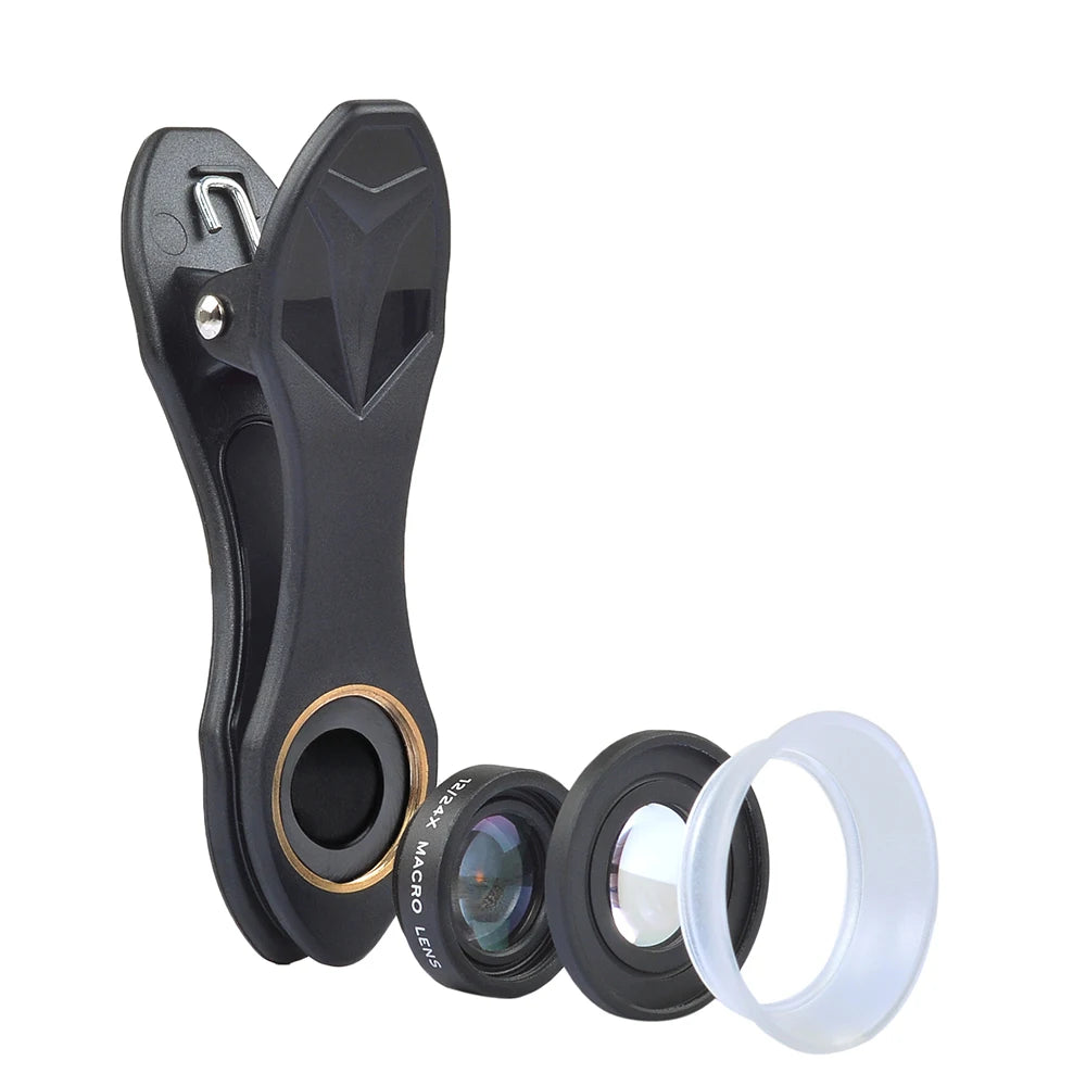 Kit Lente Macro 2en1 APEXEL 12X+24X para Teléfono con Clip