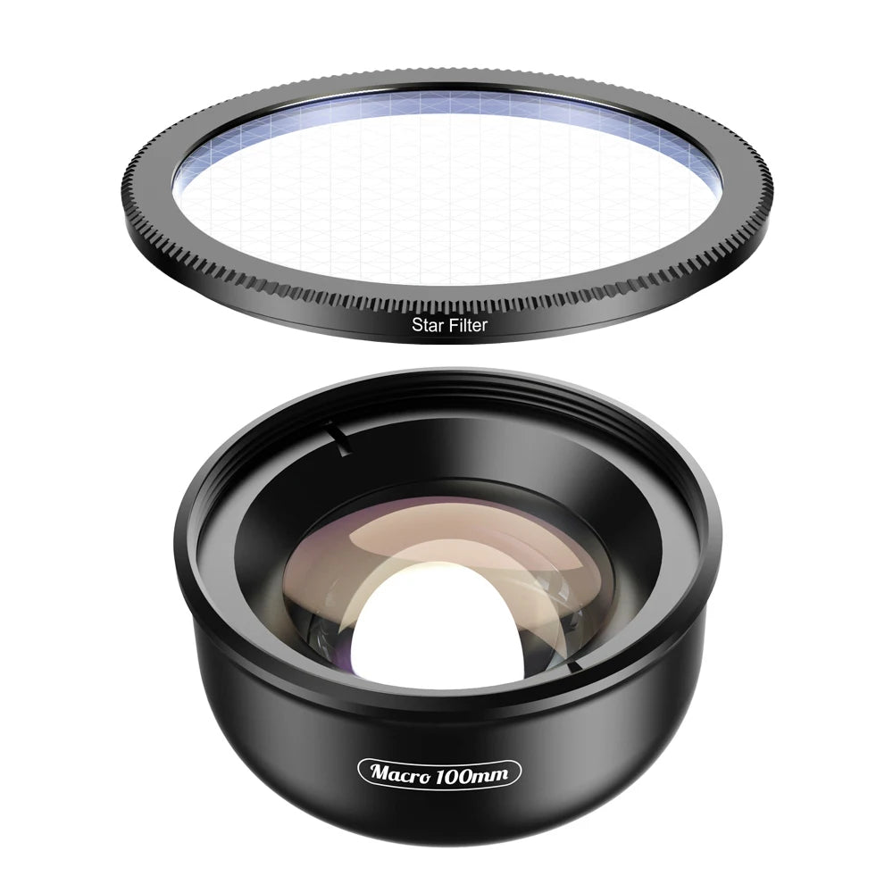 Lente Macro APEXEL 4K HD 100mm para Celular con Filtros CPL