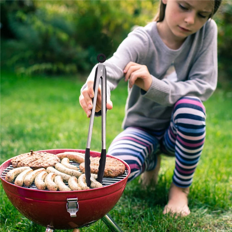 LMETJMA Pinzas de cocina premium Pinzas de cocina de silicona 9 12 pulgadas Sin BPA Antiadherente Barbacoa Cocinar Grilling Bloqueo Pinzas para alimentos KC0253