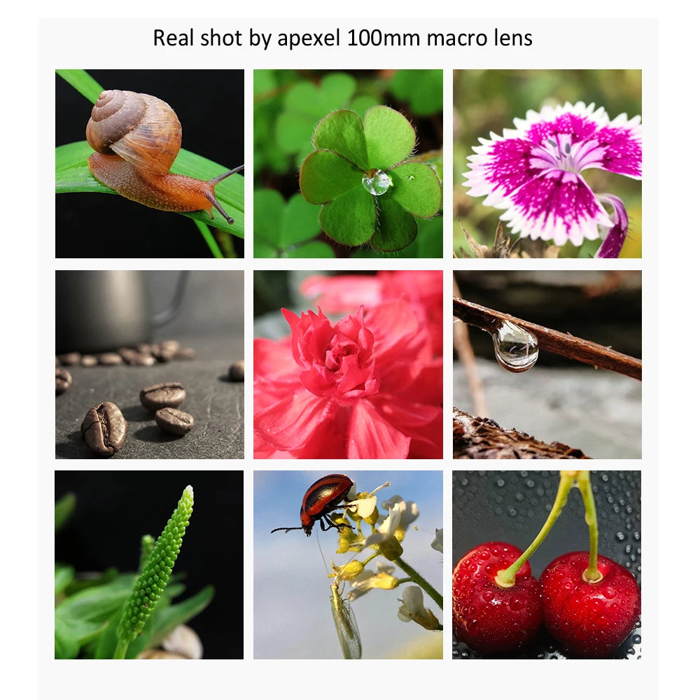 Lente Macro 100mm APEXEL con Filtros CPL y Estrella