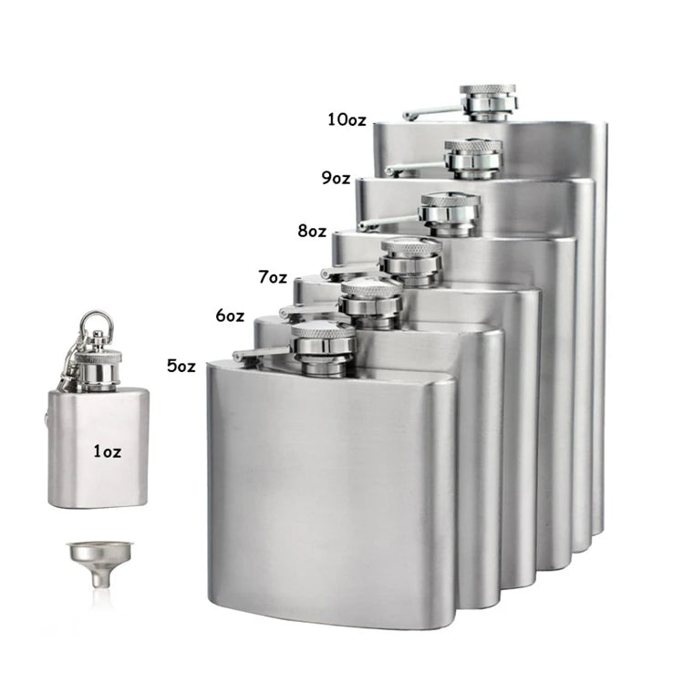 LMETJMA 1 4 5 6 7 8 9 10 oz Frasco de cadera de acero inoxidable con embudo Frasco de cadera de bolsillo Alcohol Whisky Frasco de cadera Tapón de tornillo KC0139