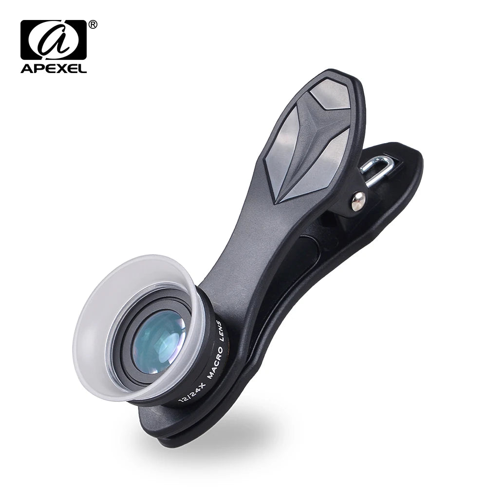 Kit de Lentes Macro 12X y 24X Clip-On para Smartphone APEXEL