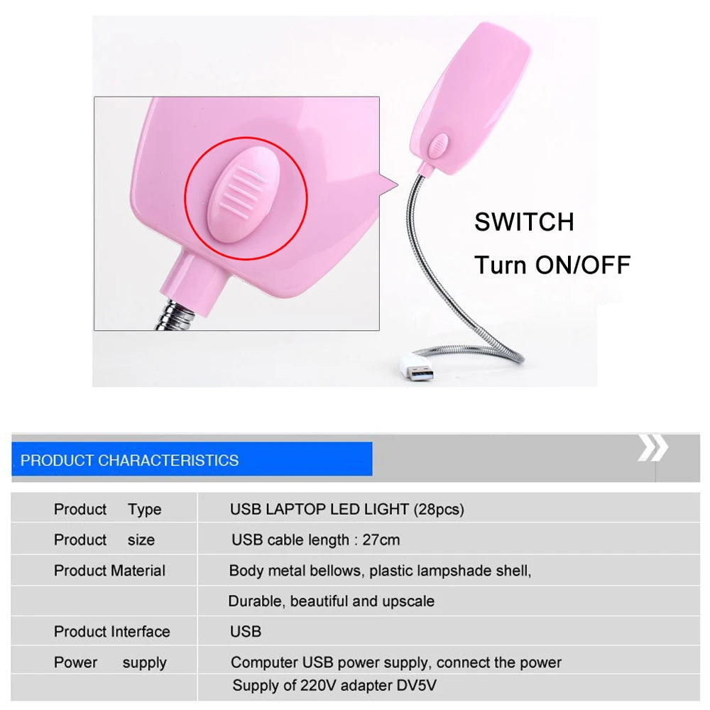 Lámpara de Lectura LED USB Flexible sin Parpadeo