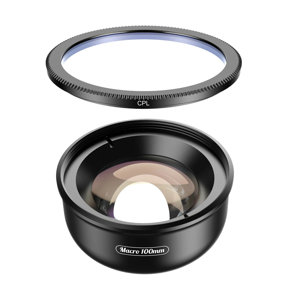 Lente Macro APEXEL 4K HD 100mm para Celular con Filtros CPL