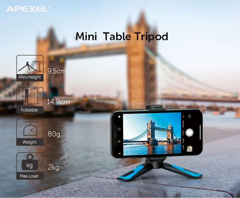 Mini Trípode 2 en 1 con Rotación 360° para Teléfono APEXEL