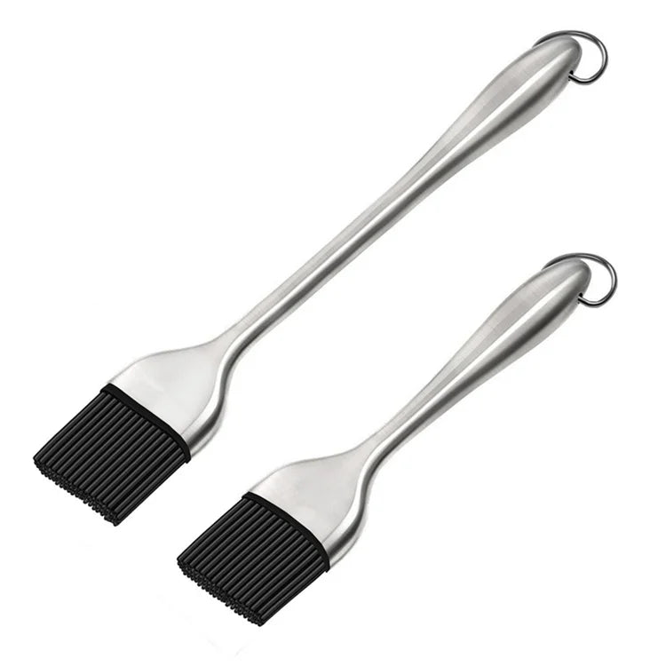 LMETJMA-cepillo de silicona para barbacoa, sin BPA, para repostería, con mango de acero inoxidable, cepillo para aceite de pavo para asar
