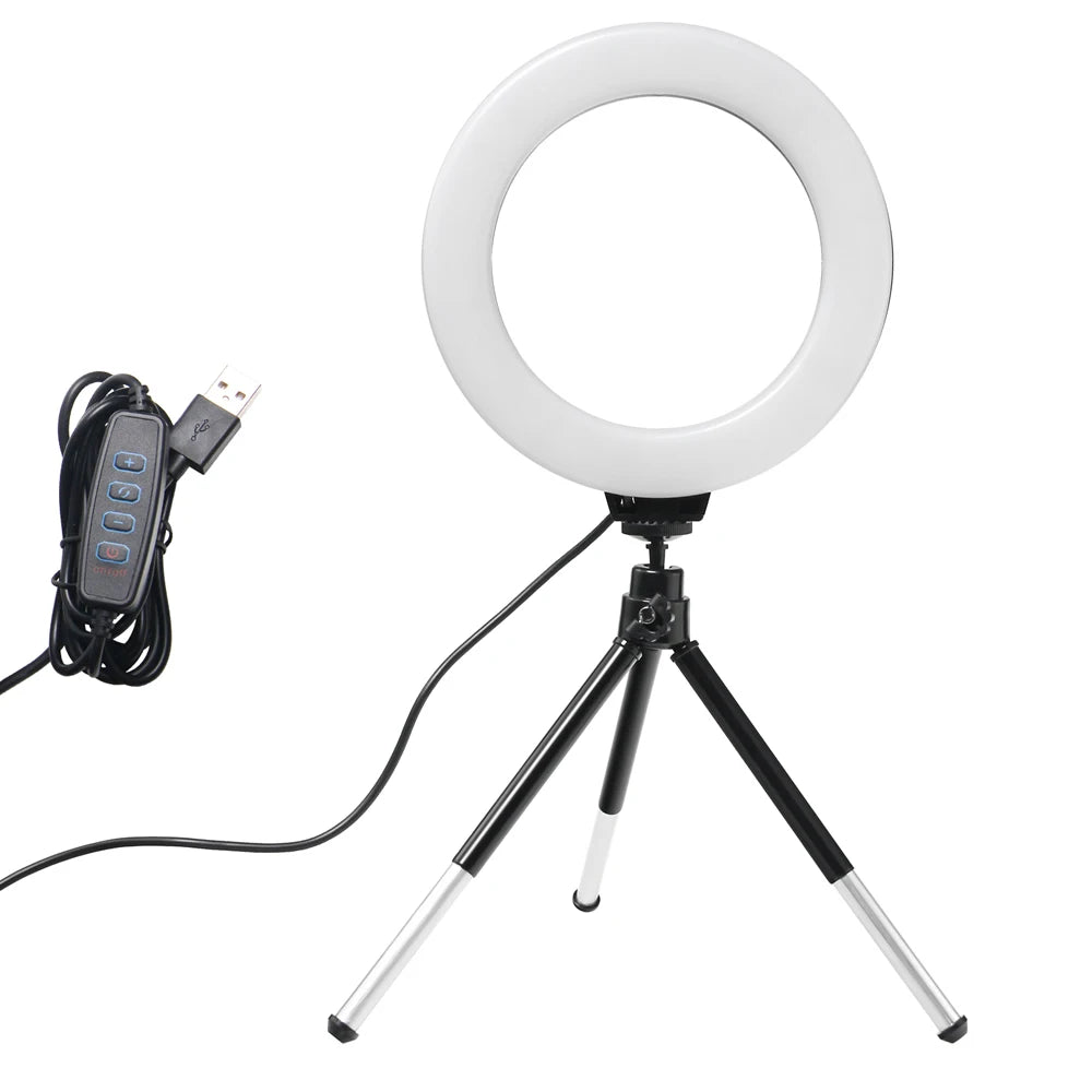 Aro de Luz LED 6 Pulgadas USB para Selfie, Streaming y Maquillaje