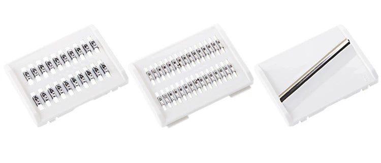 Rebanador de mandolina LMETJMA, rebanador de verduras de acero inoxidable con 3 cuchillas, cortador de juliana para patatas y zanahorias KC0083