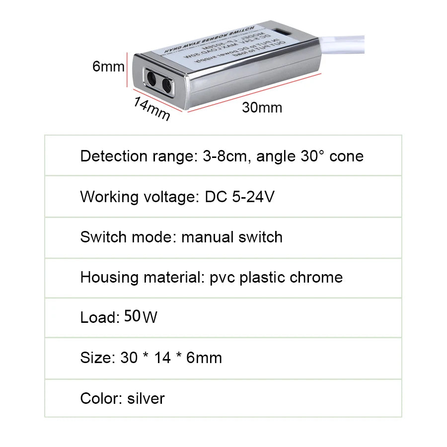 Interruptor de Sensor de Mano IR para Tira LED y Armario