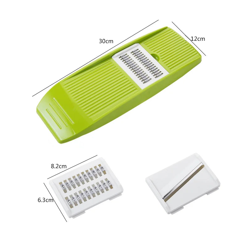 Rebanador de mandolina LMETJMA, rebanador de verduras de acero inoxidable con 3 cuchillas, cortador de juliana para patatas y zanahorias KC0083