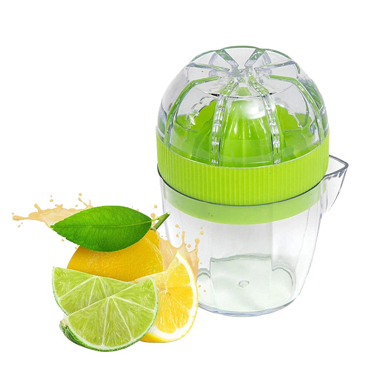 Exprimidor de limón LMETJMA con tapa, exprimidor de limón Manual de plástico, taza de prensa de naranja, exprimidor de cítricos con boquilla para verter, herramientas para frutas KC0130