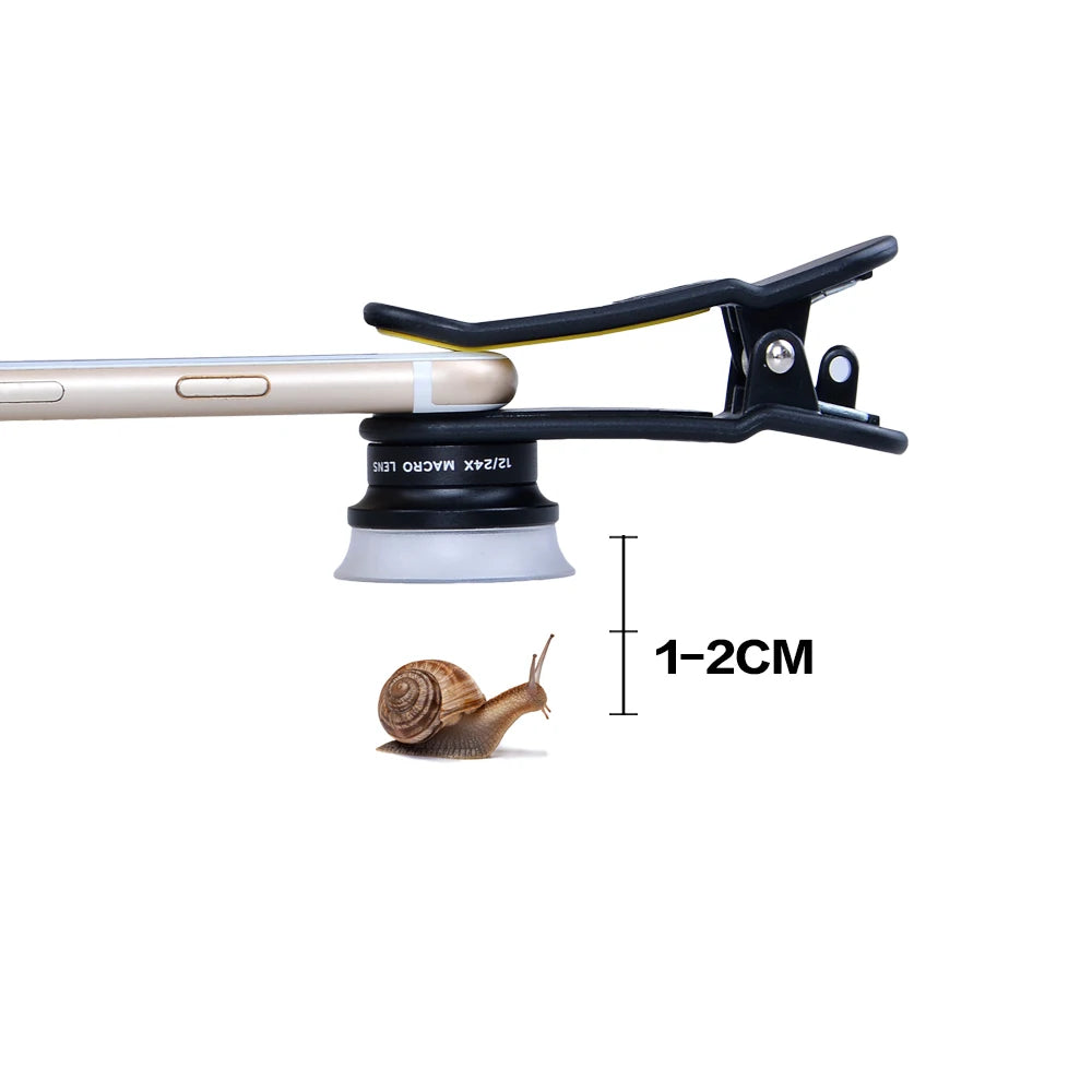 Kit de Lentes Macro 12X y 24X Clip-On para Smartphone APEXEL
