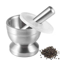 LMETJMA-molinillo de especias de acero inoxidable con mortero y Maja, molinillo de especias, tazón, molino de condimentos, triturador de píldoras KC0245