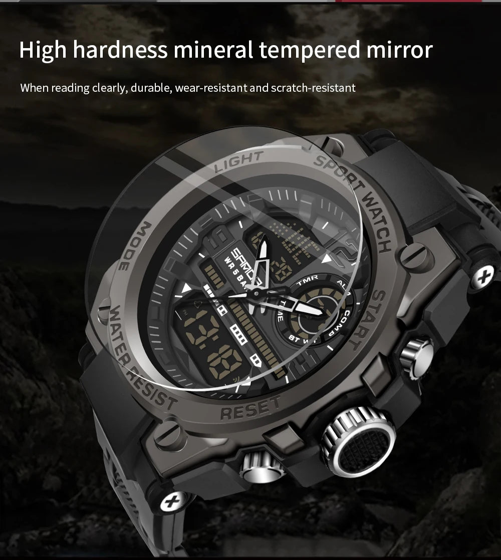 Reloj Militar SANDA Pantalla Dual LED Digital para Hombre