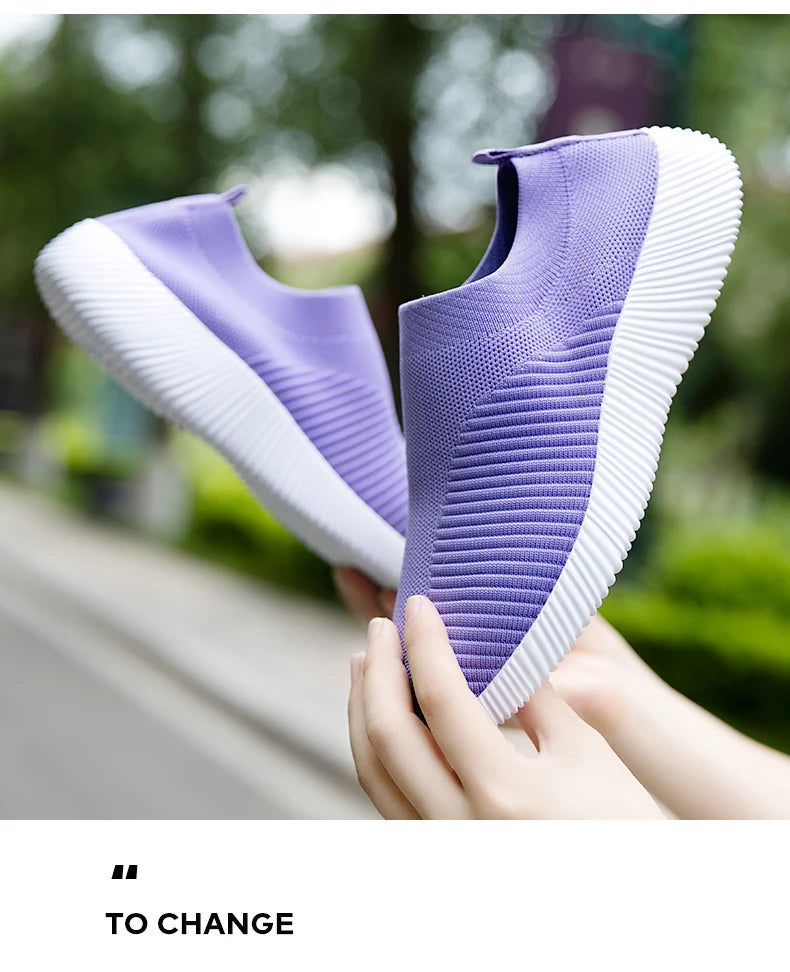 Zapatos vulcanizados para mujer, zapatillas de deporte de alta calidad para mujer, zapatos planos sin cordones, mocasines para mujer de talla grande 42, zapatos planos para caminar